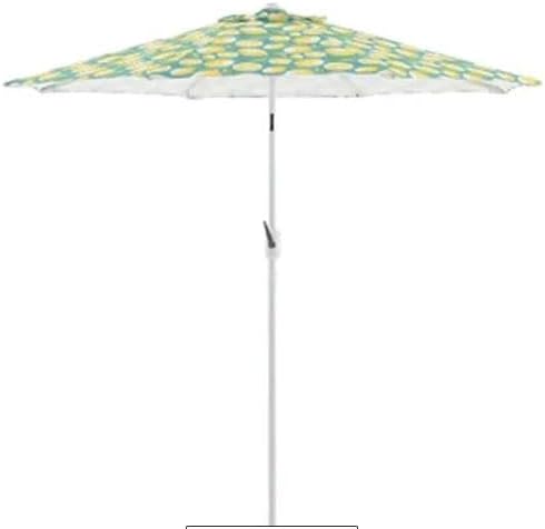 7.5 ft round teal and lemon pattern umbrella-04