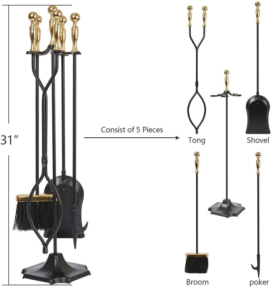 AMAGABELI GARDEN & HOME 5 piece fireplace tool set-02
