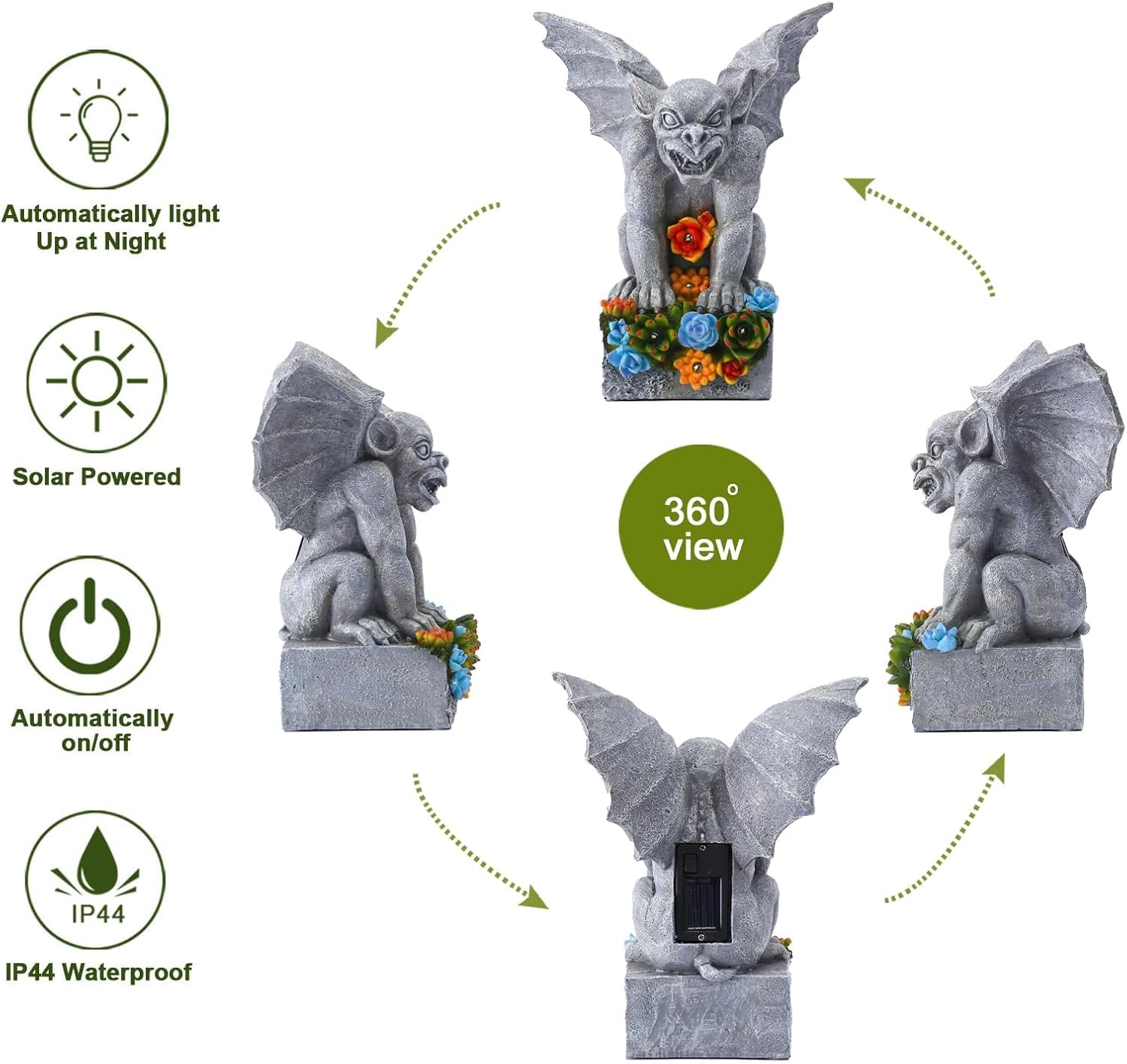 Philodwell gothic gargoyle statue with lights-03