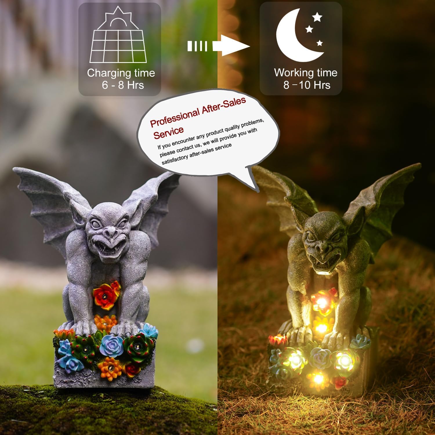 Philodwell gothic gargoyle statue with lights-04