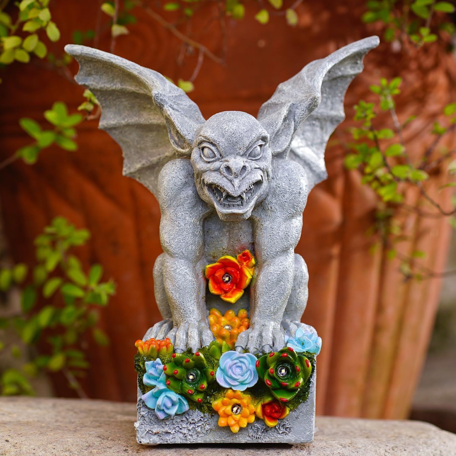 Philodwell gothic gargoyle statue with lights-05